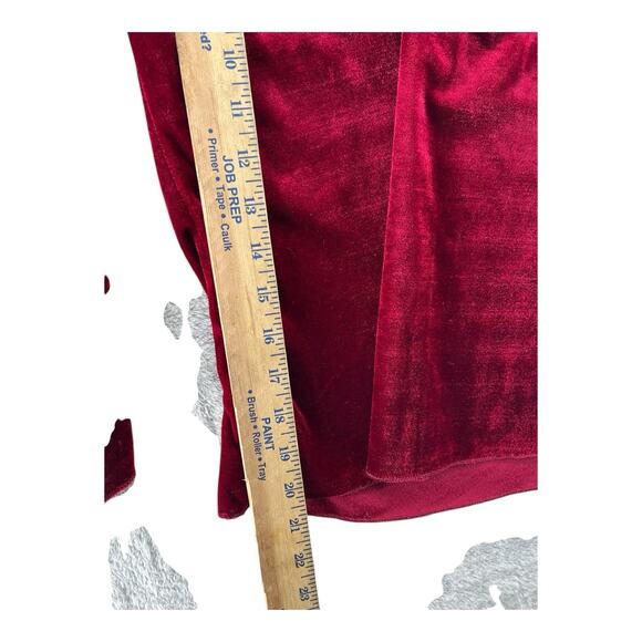 Vintage 90s Y2K Top Red Floral Velvet Bell Sleeve Romantic Grunge Witchy Goth M - Picture 5 of 7